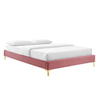 Modway Sutton Performance Velvet King Bed Frame - Dusty Rose-Reinforced Center Beam and Support Legs