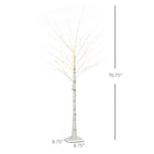 HOMCOM 6' Artificial Birch Tree with 96 Warm White LED Lights - White-Bendable branches enable freestyle tree shaping 