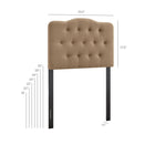 Modway Annabel Premium Linen Blend Twin Headboard - Almond-Diamond Button Tufting