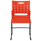 Flash Furniture HERCULES Series Orange Sled Base Stack Chair with Air-Vent Back-Black Powder Coated Sled Base Frame with Plastic Floor Glides