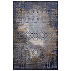 Modway Kalene Distressed Vintage Turkish Area Rug - 5 ft W x 8 ft L - Blue Rust/Cream-Textured Soft Low Pile Weave