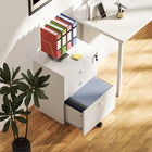 HOMCOM 3-Drawer Filing Cabinet with Lock, Mobile - White-Compact dimensions allow fitting under most desks to maximize space
