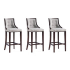 Manhattan Comfort - Tabouret de bar Fifth Avenue 19" traditionnel rembourré en similicuir - gris clair - lot de 3-Tabouret de bar traditionnel avec dossier parfait pour une utilisation au bar et dans la cuisine. Ensemble de 3