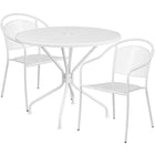 35.25'' Round White Indoor-Outdoor Steel Patio Table Set with 2 Round Back Chairs [CO-35RD-03CHR2-WH-GG]-Set Includes Table and 2 Chairs
