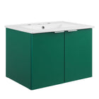 Modway Maybelle 24" Wall-Mount Bathroom Vanity - Green/White-Assembly Required