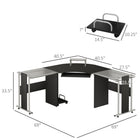 HOMCOM 68.9" L-Shaped Corner Computer Desk with Sliding Keyboard CPU Stand - Black-Made of powder-coated steel metal frame to keep strong and stable