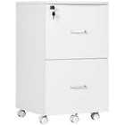 Vinsetto 2-Drawer Mobile Letter/A4 Filing Cabinet with Locking Wheels - White-The modern style goes well with any home and office decor
