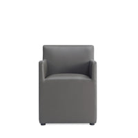 Manhattan Comfort - Chaise de salle à manger moderne Anna Square 58 cm en similicuir avec accoudoirs - Étain-Chaise de salle à manger moderne pour salle à manger et usage de travail