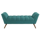 Modway Response Medium Upholstered Fabric Bench - Teal-NC Stained Legs