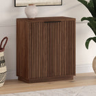 Hudson&Canal Mansfield 28"W Accent Cabinet - Satin Walnut-Crafted of sturdy MDF materials in a satin walnut finish