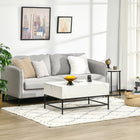 HOMCOM Lift Top Coffee Table with Hidden Storage Compartment - White-Maximizes storage possibilities in minimal space