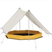 Qaba - Bac à sable en bois pour enfants avec grand auvent, 4 bancs, jaune-Le design octogonal unique permet à huit enfants de jouer ensemble