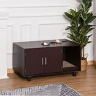 PawHut Hidden Cat Litter Box Enclosure - Brown-Features a side hole for easy cat access 