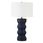 Hudson&Canal - Lampe de table Carlin en céramique de 68 cm de haut avec abat-jour en tissu - Bleu marine mat/blanc-Design moderne et contemporain pour votre salon, espace de travail ou table de chevet