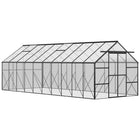 Outsunny 20' x 8' Aluminium Polycarbonate Greenhouse with Adjustable Roof Vent- Spacious walk-in greenhouse for growing flowers, vegetables, and fruits
 