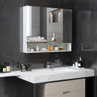 Kleankin Wall Mounted Bathroom Medicine Cabinet with Mirror - White-A adjustable shelf in all the upper compartments