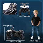 Qaba Kids ATV 4 Wheeler - 6V Battery Powered with Music & LED Headlights - White-Made of robust metal and PP for a safe, stable experience
