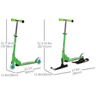 Qaba - Trottinette et luge 2 en 1 pour enfants - Vert-Guidon réglable en hauteur avec prise souple pour bien s'adapter à différentes tailles d'utilisateurs 