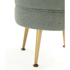 Manhattan Comfort Bailey 18.11" Mid-Century Modern Polyester Blend Upholstered Ottoman - Sage Green with Gold Legs-Stylish Splayed Gold Stainless Steel Legs