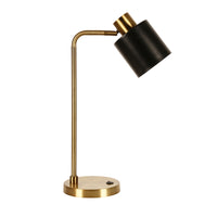 Hudson&Canal Thew 20.75" Tall Table Lamp with Metal Shade - Brass/Black-Industrial design for your living room, workspace, or bed side table