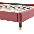 Modway Harlow Performance Velvet King Platform Bed Frame - Dusty Rose-Reinforced Center Beam and Support Legs