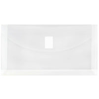 JAM Paper Enveloppes format affaires n° 10 avec fermeture à velcro en plastique, 5 1/4 x 10 po, transparent, paq./24-Transparent