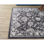 Modway Kazia Distressed Floral Lattice Area Rug - 8 ft W x 10 ft L - Dark Grey/Ivory-Protect Floors From Traffic/Furniture