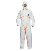 Dupont Personal Protection Coverall, Tyvek 800J, Hood&Taped Seam, White, Medium, 10 Pack (TJCHA5TWHMD00800)-Material: Tyvek
