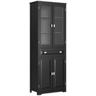 HOMCOM - Armoire de cuisine 63 po avec étagères réglables et porte en verre - noir-Design moderne avec portes vitrées encadrées 