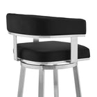 Armen Living Lorin 30" Bar Height Swivel Bar Stool in Black Faux Leather & Brushed Stainless Steel-6