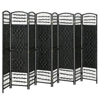 HOMCOM 8 Panel Wave Fiber Freestanding Room Divider for Home Office - Black-This room divider is great for creating personal space or dividing larger rooms
