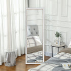 HOMCOM Full Length Mirror Standing Leaning Wall - 21" W x 64" H - White-Colour: White, Gold 