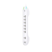 360 ​​Electrical - Multiprise à 7 prises Idealist 3.4 avec 2 ports USB 3,4 A et cordon de 6 pieds - Blanc-7 prises avec couvercles de sécurité coulissants pour répondre à tous vos besoins électriques