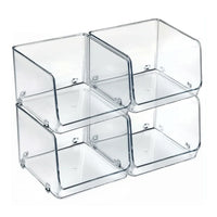 Azar Small Stackable Plastic Storage Bin - 2 Pack-Clear construction for quick visibility and easy organization