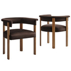 Modway - Imogen Performance Velvet Chaises de salle à manger en tonneau Ensemble de 2 - Brun chocolat brun foncé-Ensemble de chaise de salle à manger