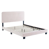 Modway Celine Channel Tufted Performance Velvet Twin Platform Bed - Pink-Twin Platform Bed