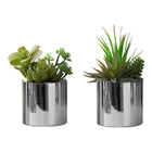 Monarch Specialties 7" Artificial Indoor Succulent Green Plants - Table - Chrome Pots - Set of 2-Set of 2 life-like, 7" tall artificial succulent plants in chic 3" chrome pots, top dressed with real pebble rocks