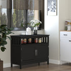 HOMCOM 39.4" L Kitchen Sideboard - Black-A cabinet, an open shelf, and a spacious countertop for storage and organization