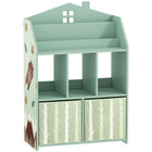 Qaba - Bibliothèque pour enfants avec rangement pour jouets, présentoir à livres, étagères et tiroirs en tissu - vert-Comprend un présentoir à livres, des étagères et des tiroirs, facilitant l’organisation des jouets et des livres
