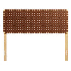 Modway Sparta Weave Vegan Leather Queen Headboard - Natural Brown-Standing Design