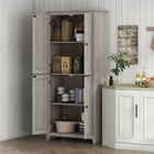 HOMCOM 72" H Freestanding Kitchen Pantry and Buffet Cabinet - Grey-Four magnetic doors are easy to open and close 