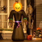 HOMCOM 6.9' Inflatable Pumpkin Reaper Ghost Halloween Decoration-Includes five stakes, three drawstrings, and two sandbags to help keep it anchored on windy nights 