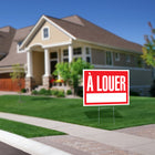 Cosco For Rent Outdoor Yard Sign with Metal Stake Kit - 15" x 19" - Red & White - French Text-The bold red and white design ensures high visibility to attract attention from a distance