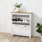 HOMCOM Hallway Shoe Cabinet with 2 Flip Drawers for 12 Pairs - White-The modern design matches most styles of furniture in your home