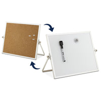 Quartet Double Sided Magnetic Dry Erase and Cork Board - 12” x 10” -DUAL-SIDED: One side features a magnetic whiteboard for notes, reminders, and doodles, allowing attachment of photos, or notes with magnets. The other side is a self-healing cork board, perfect for pinning photos, memos, and documents.