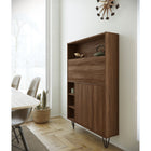 Nexera Slim Bar Cabinet - Secretary Bookcase Desk With Storage - Walnut-Nicely hides away your laptop, tablet, cables and accessories once the drop-down door is closed. Take advantage of 3 adjustable shelves to store your belongings