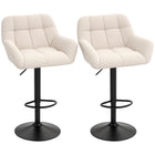 HOMCOM Adjustable Swivel Tufted Fabric Bar Stools - Cream White - 2 Pack-Comes in a set of 2 to create a matching look

