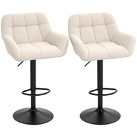 HOMCOM - Tabourets de bar pivotants réglables en tissu capitonné - blanc crème - paquet de 2-Livré par lot de 2 pour un look assorti 
