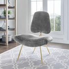 Modway - Ponder Fourrure en peau de mouton rembourrée Chaise longue - Gris-Rembourrage en fourrure douce en peau de mouton
