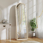 HOMCOM Arched Full Body Mirror - 21" W x 64" H - White-Made with HD tempered glass and a shatterproof film for safety 